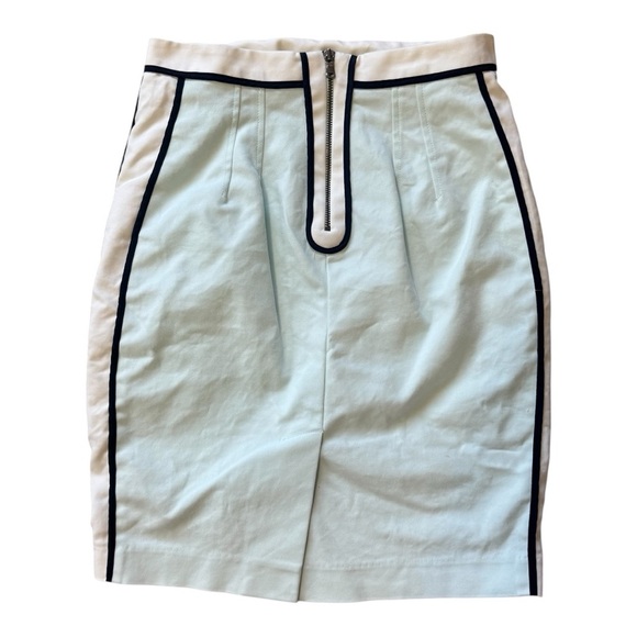 Club Monaco Light Blue Pencil Skirt with White and Black Trim and Zipper Detail - Picture 2 of 7